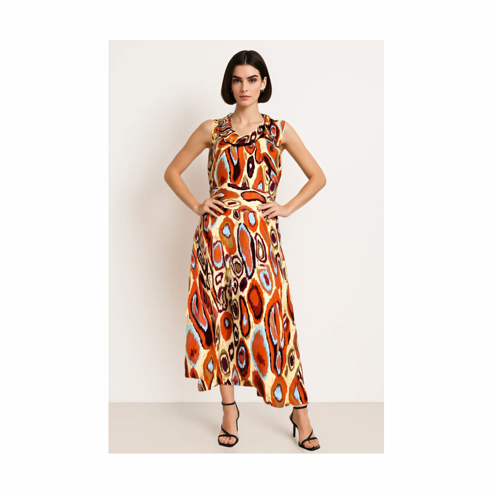 Silk Ikat Print Dress 1960s Inspired Style -Cacharel