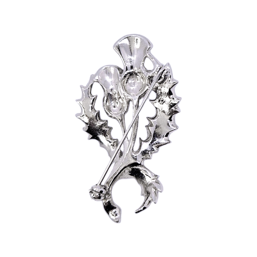 Vintage 1950s Silver Tone & Marcasite Thistle Flower Brooch - BJL - Re:Velvet