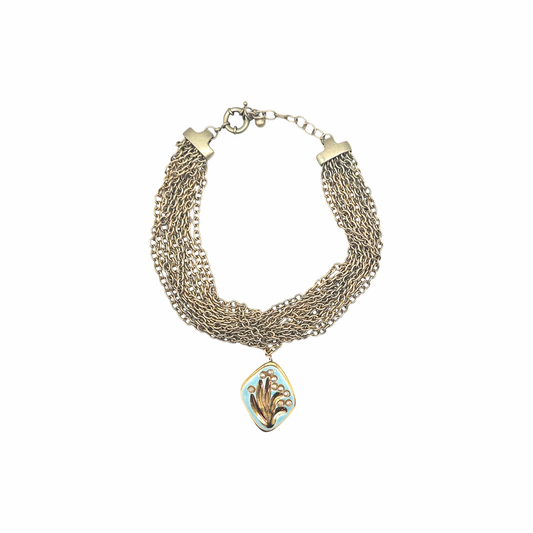 Customised Multi-Strand Chain Necklace with Ceramic Pendant
