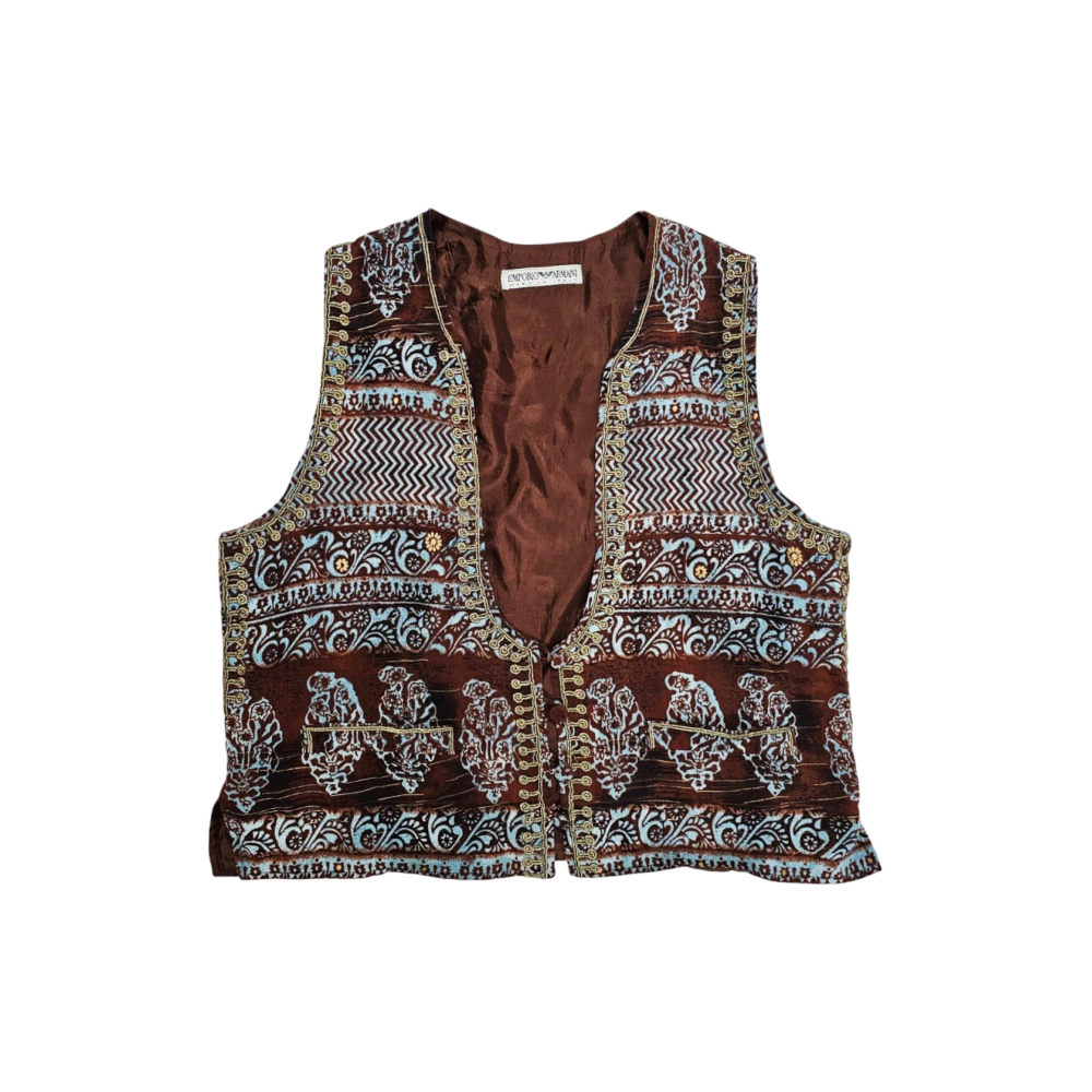 Batik Print Embellished Unisex Waistcoat - Emporio Armani