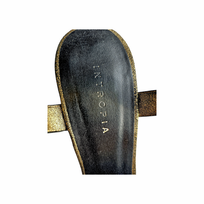 Antique Gold Leather Caged Heels - Hoss Intropia - Re:Velvet