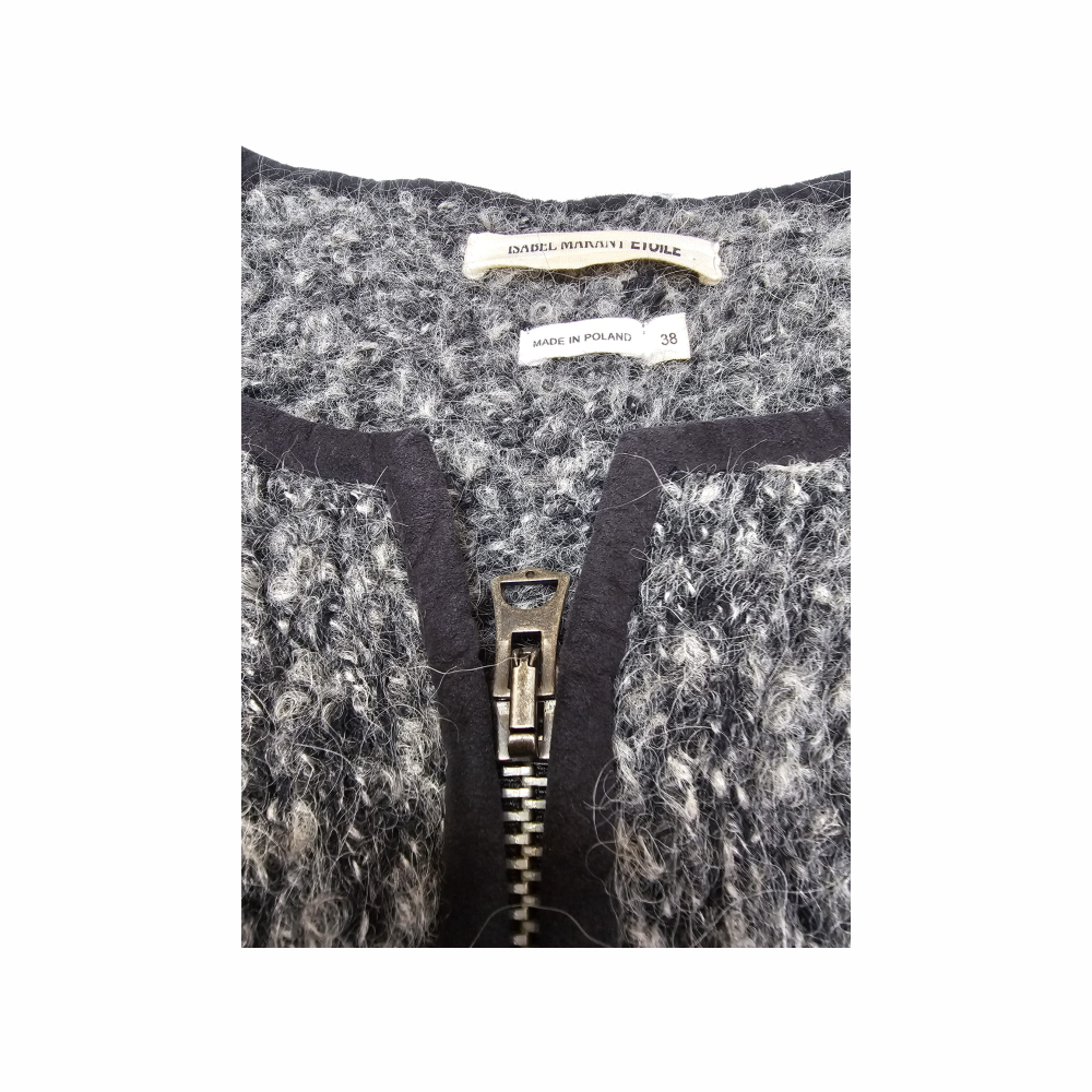 Grey Bouclé Wool Blend Zip Jacket - Isabel Marant Etoile - Re:Velvet