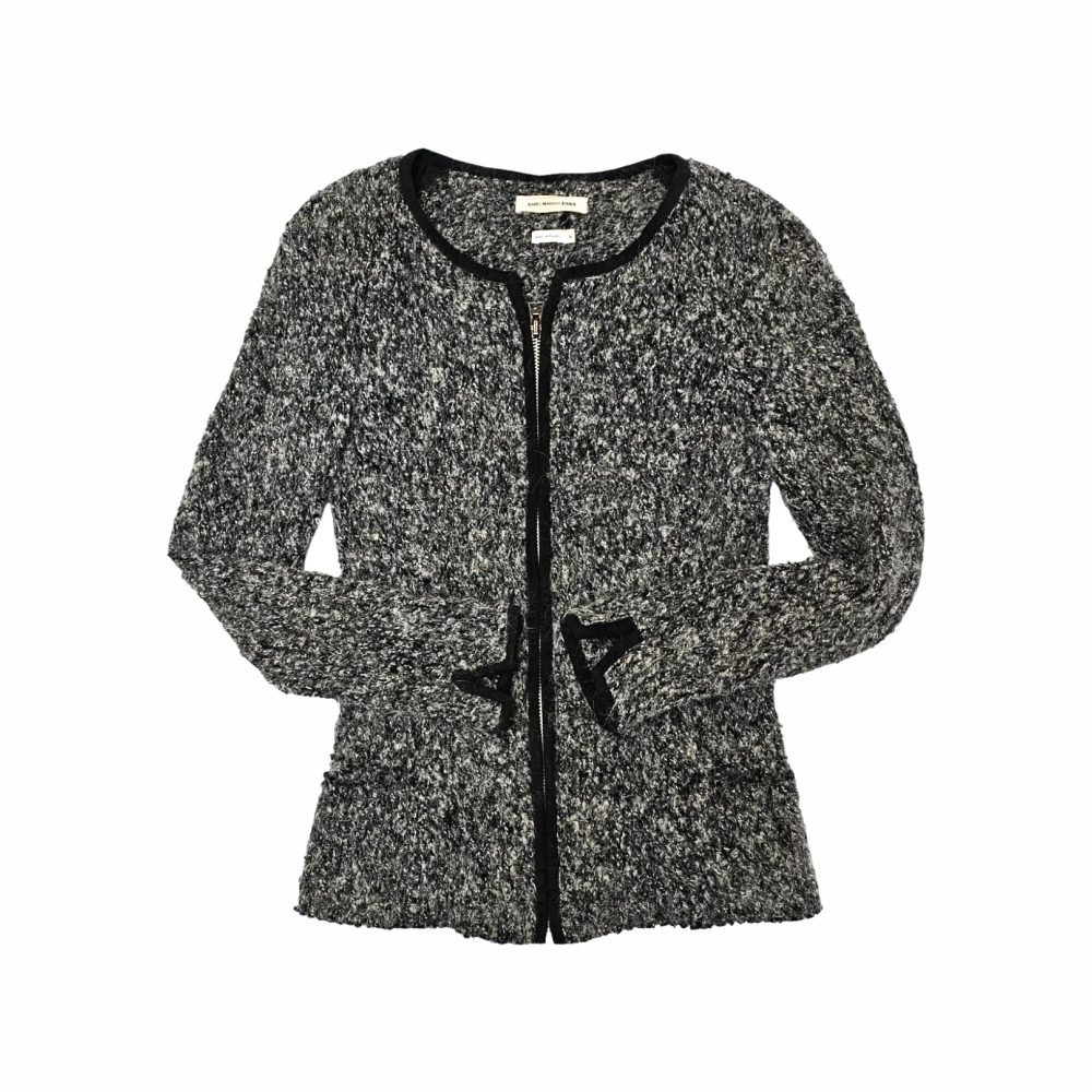 Grey Bouclé Wool Blend Zip Jacket - Isabel Marant Etoile - Re:Velvet