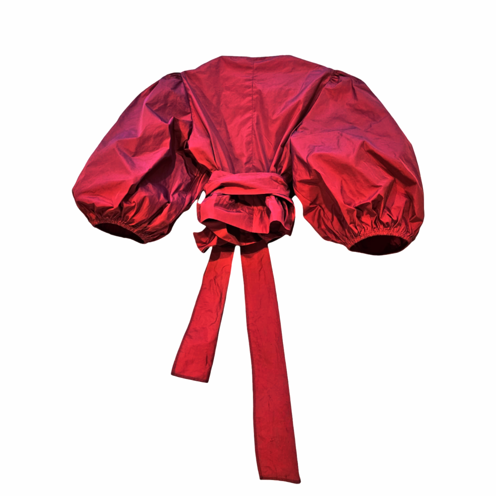 Chemise cache-cœur en taffetas à manches ballon - RedValentino