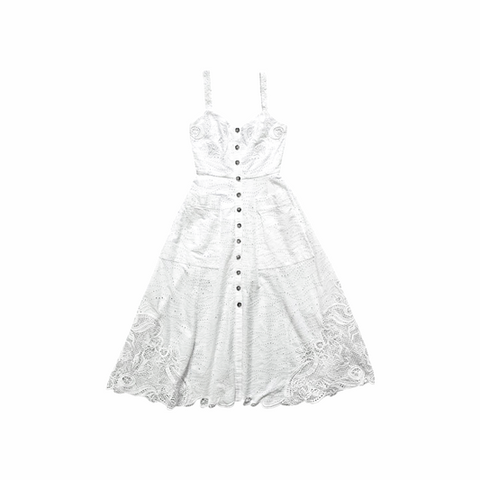 Broderie Anglaise Cotton Midi Dress - Saloni