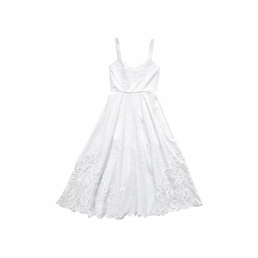 Broderie Anglaise Cotton Midi Dress - Saloni