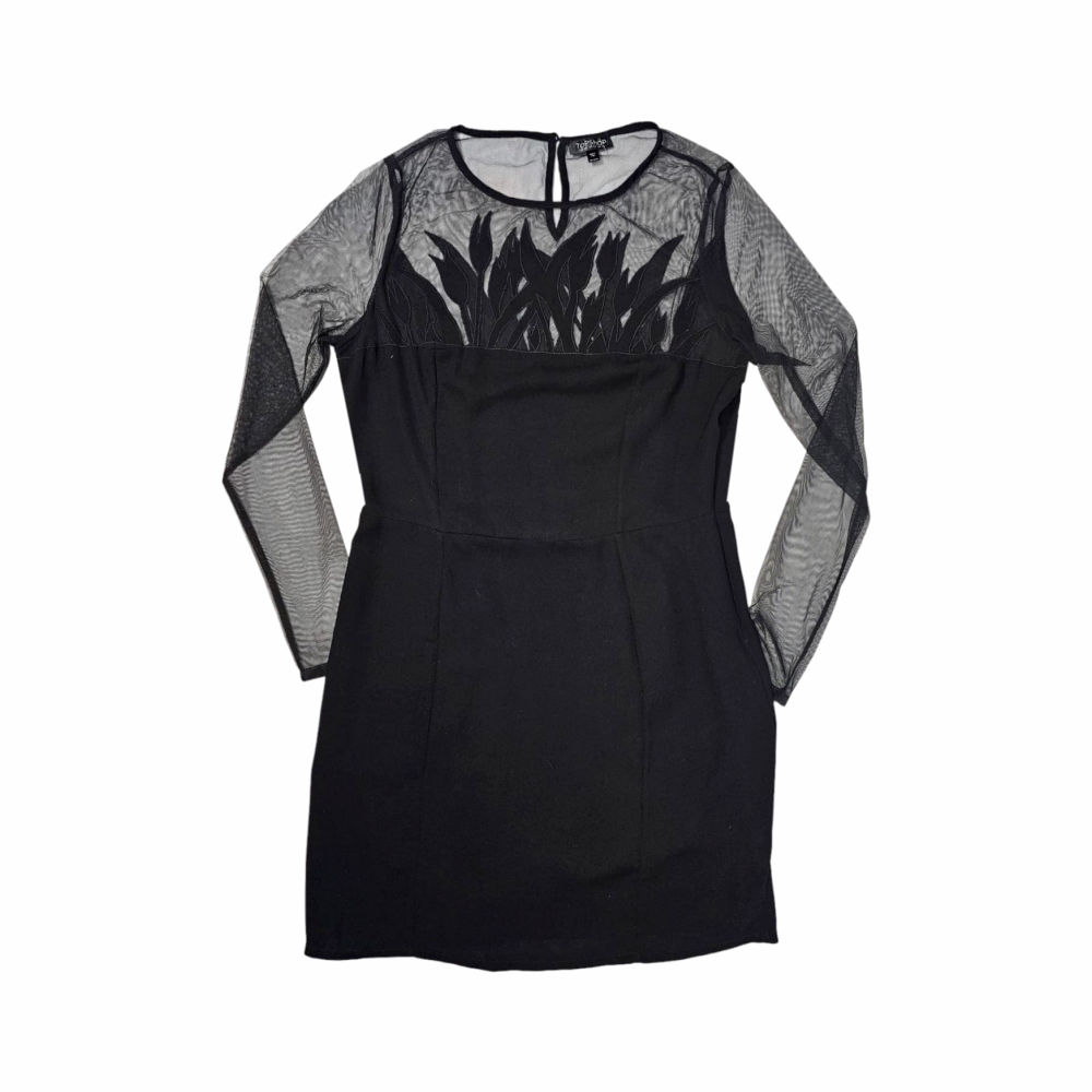 Sheer Decolletage Body Con Dress - Top Shop