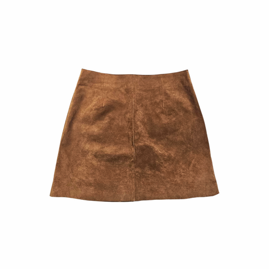 Vintage 70s-Style Custom-Made Camel Suede Mini Skirt