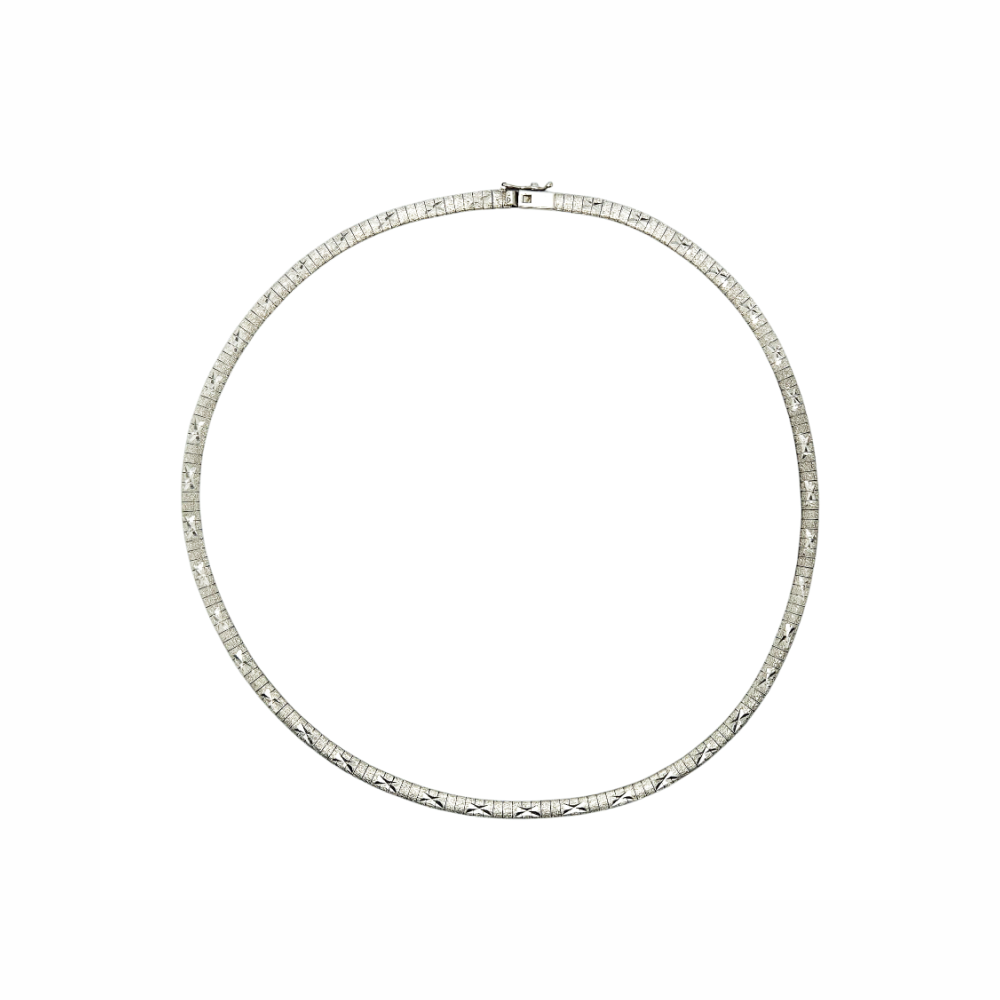 Vintage Sterling Silver Flat Snake Chain Necklace